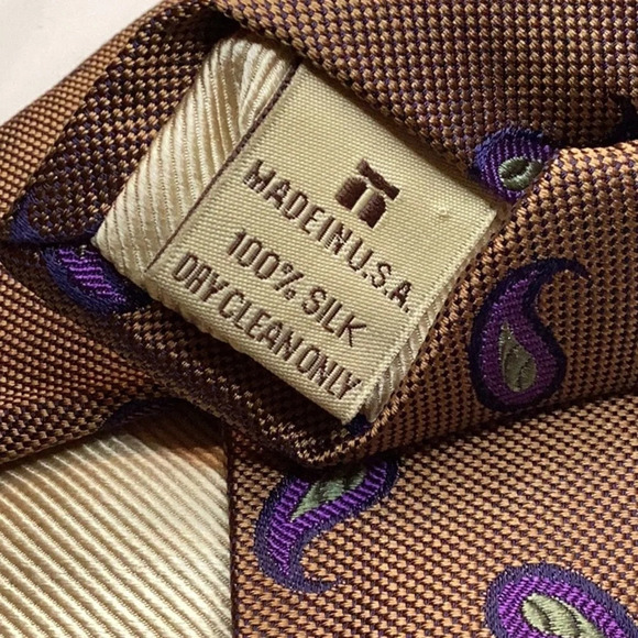 Vintage Miller Brothers Ltd. Rust & Purple Paisley Print 100% Silk Tie - Picture 4 of 4